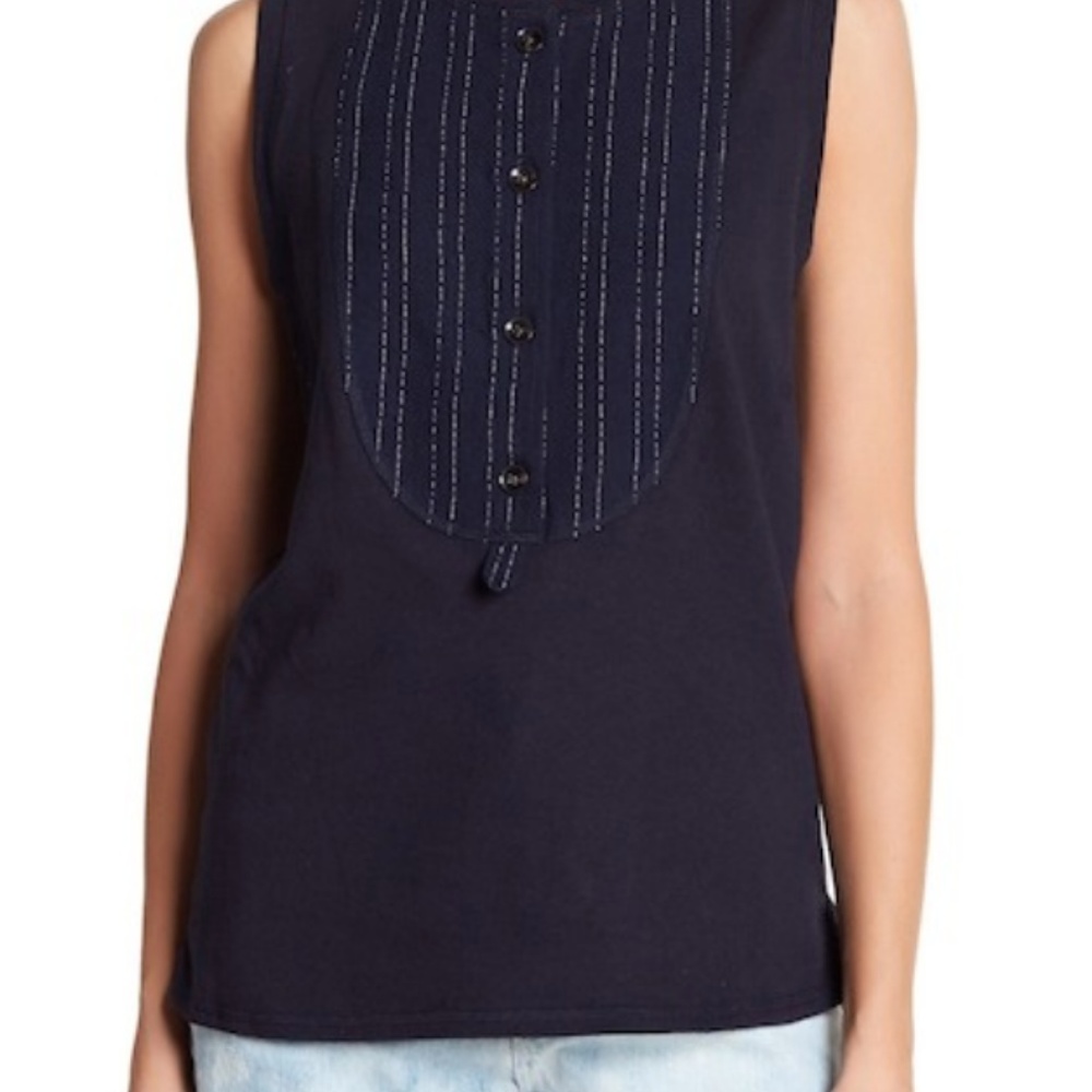 Derek Lam 10 Crosby Denim Henley Tank